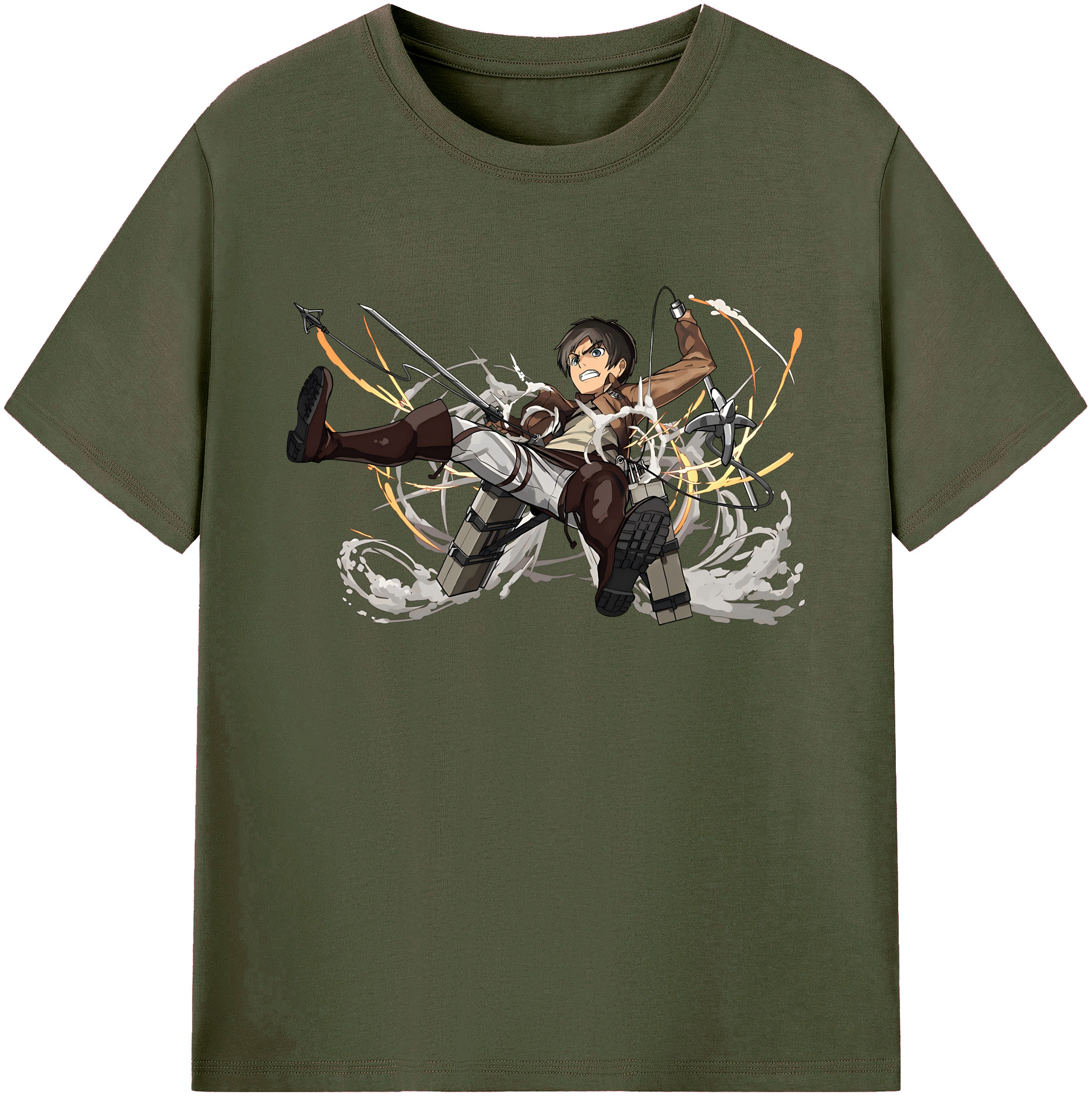 （画像用） 進撃の巨人 エレン･イェーガー Attack on Titan Eren Jäger 綿100％ メンズ半袖Tシャツ｜肌触りやわらか＆通気性